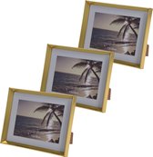 3x stuks kunststof fotolijst goud geschikt voor een foto van 13 x 18 cm