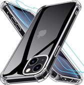 Hoesje Geschikt voor iPhone 13 Pro hoesje transparant case siliconen - hoesjes Hoesje Geschikt voor iPhone 13 Pro Silicone anti shock cover - 2x Hoesje Geschikt voor iPhone 13 Pro Screenprotector