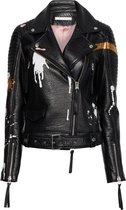 zoe karssen - dames -  ninouk bikerjack handbeschilderd -  zwart - xl