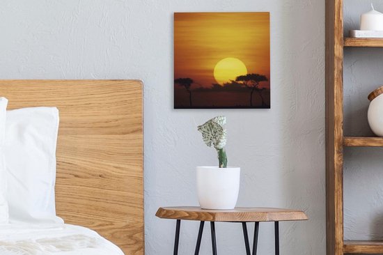 Tableau sur toile Afrique - Soleil - Oranje - 20x20 cm - Décoration murale