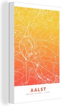 Tableau sur Toile City Map - België - Alost - Jaune - 120x180 cm - Décoration murale XXL