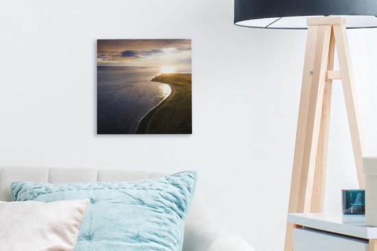 Toile Peinture Mer - Plage - Soleil - 20x20 cm - Décoration murale