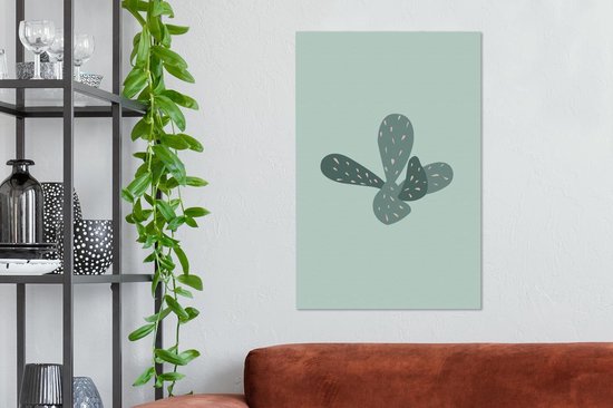 Toile Peinture Été - Cactus - Blauw - 40x60 cm - Décoration murale