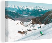 Canvas Schilderij Oostenrijk - Sneeuw - Dorp - 30x20 cm - Wanddecoratie