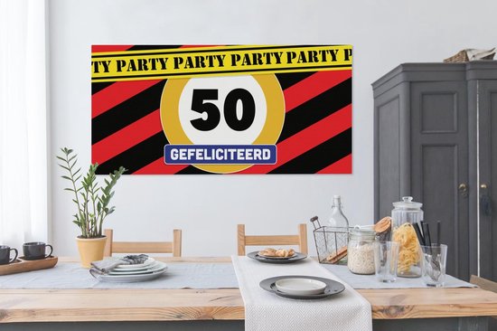 Tableau sur toile 160x80 cm - Décoration murale Anniversaire - Décoration 50 ans - Panneau de signalisation - Décoration murale salon - Décoration chambre - Accessoires chambre - Peintures