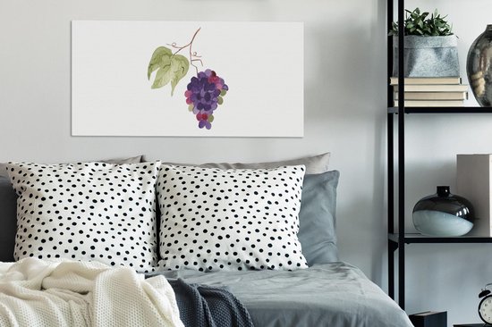 Tableau Peinture Raisins - Feuilles - Branche - 80x40 cm - Décoration murale