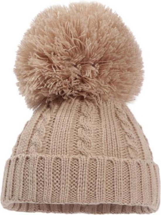 Soft Touch Babymuts Elegance Pompom Acryl Bruin Maat S/m