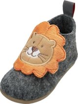 Playshoes Pantoffels Leeuw Junior Vilt/textiel Grijs/bruin Mt 28