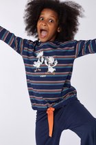 Woody pyjama meisjes/dames - multicolor gestreept - highlander koe - kip - 212-1-BSL-S/901 - maat 140