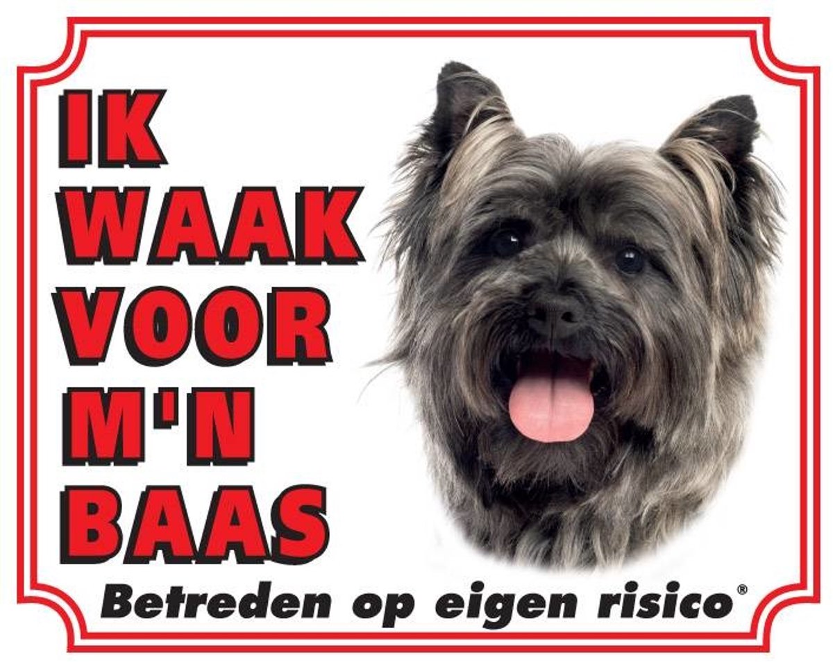 Bol.com Cairn Terrier Waakbord - Ik waak voor mijn baas Grijs aanbieding