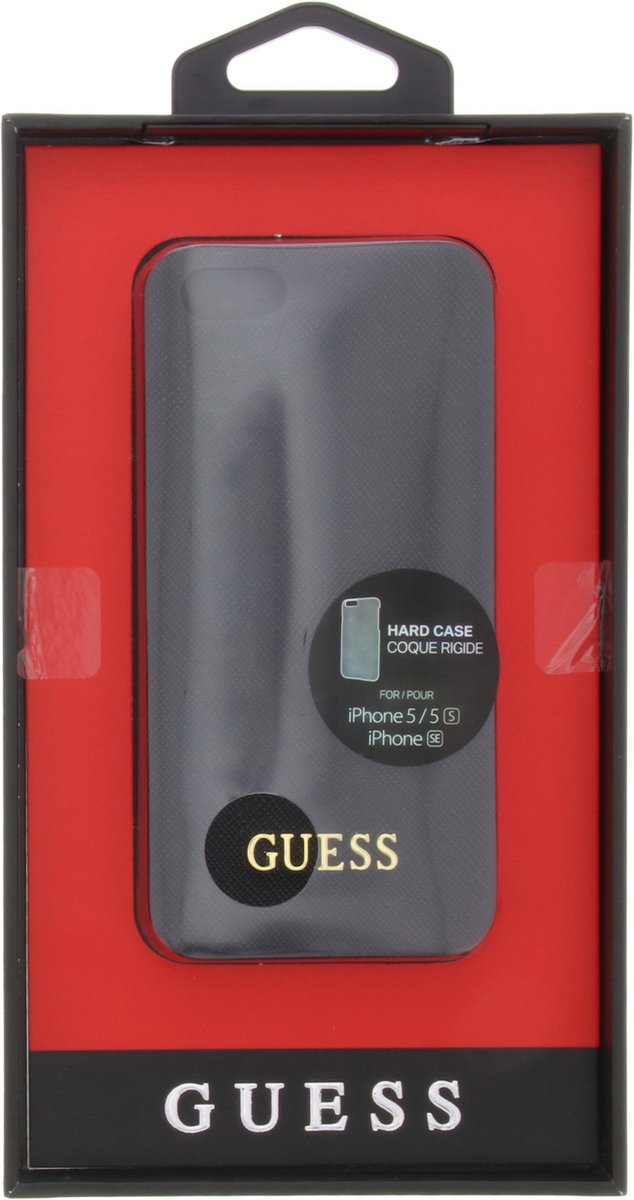 Guess Saffiano Backcover Case Apple iPhone 5/5S/SE - Zwart GUHCPSETBK