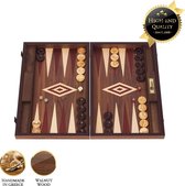 Walnoothout Backgammon - Rode  inleg, 48 x 60 x 4 x 8 cm