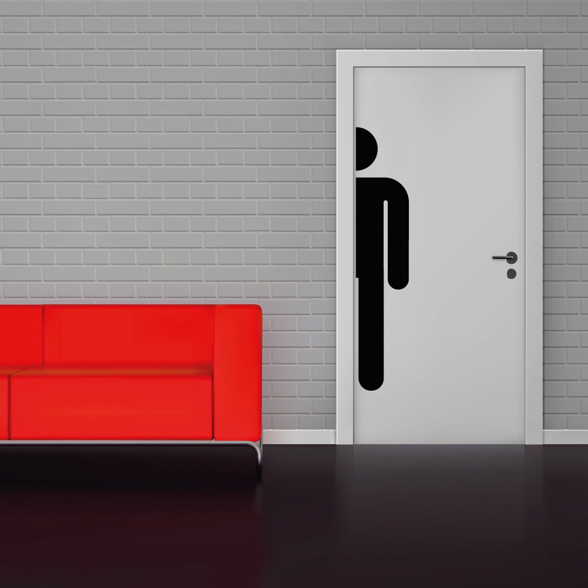 Toilet Sticker Mannen Wc - Geel - 24 x 120 cm - toilet raam en deur stickers - toilet