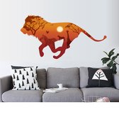 Muursticker Leeuw met Africa achtergrond 67 x 130cm