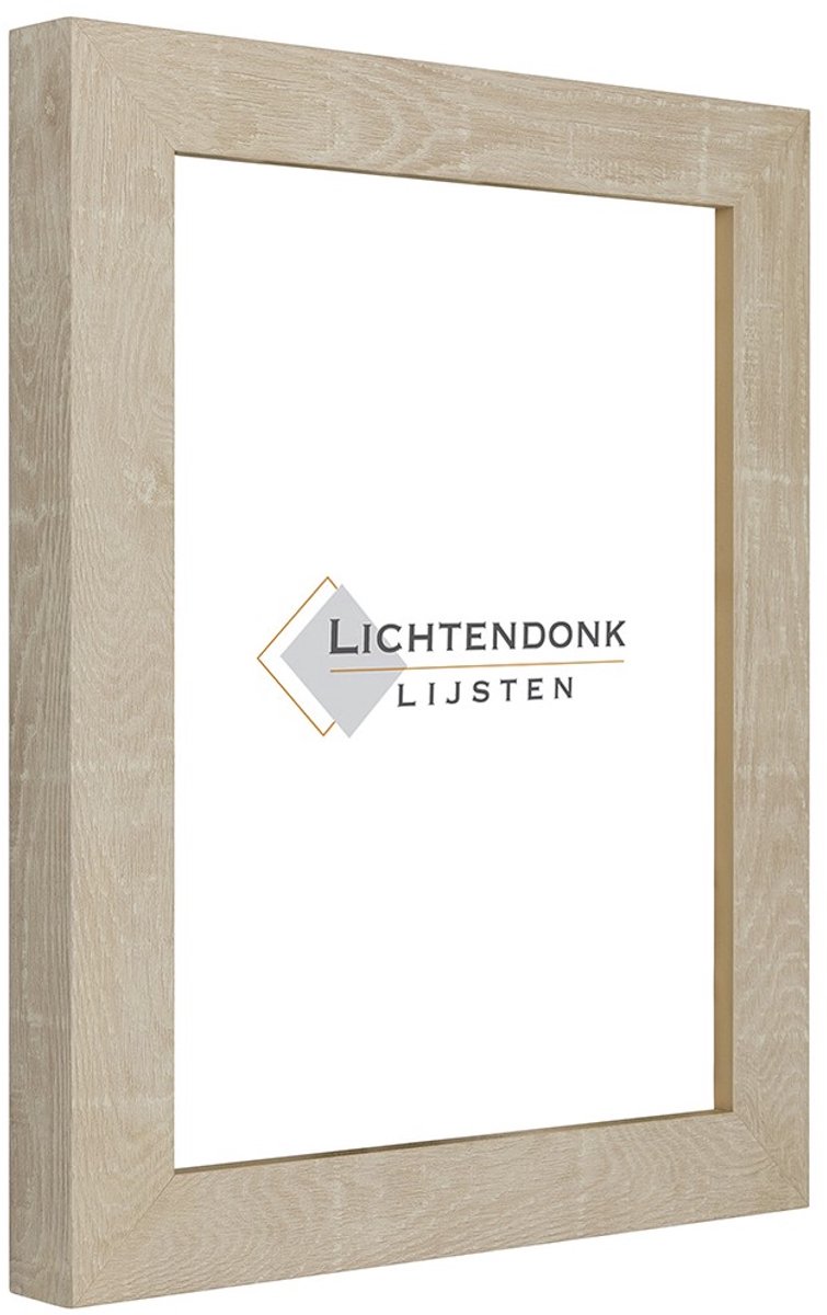 Lichtendonk Fotolijst Zand Bruin - Houtlook - Fotomaat 40x50 - Ontspiegeld Glas - Art.nr. 55-541 NaturelNaturel