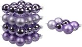 48x stuks glazen kerstballen amethyst paars 6 en 8 cm mat/glans - Kerstversiering - kerstboomversiering