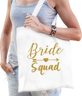 1x Vrijgezellenfeest Bride Squad tasje wit goud/ goodiebag dames - Accessoires vrijgezellen party vrouw