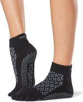 Toesox Yoga Ankle Grip Socks teensokken - Zwart/Grijs - 36-38