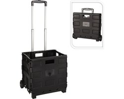Trolley met vouwkrat / Boodschappenkrat | Inklapbaar | 30L