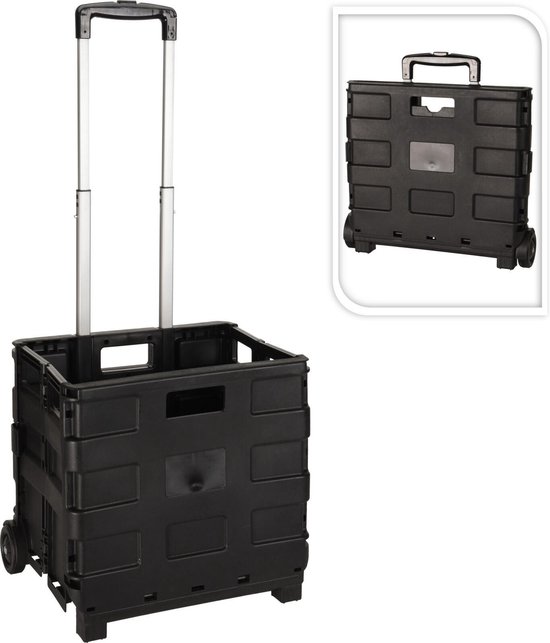 Trolley met vouwkrat / Boodschappenkrat | Inklapbaar | 30L