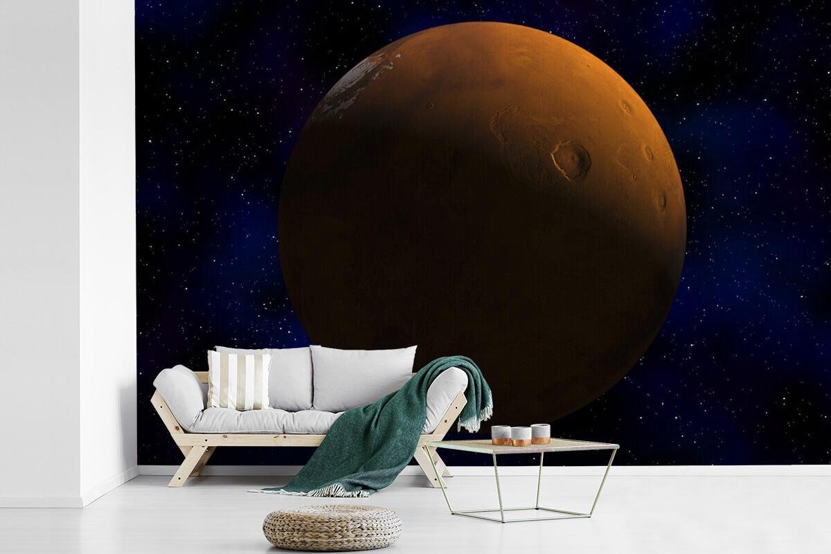 Behang - Fotobehang Mars donkere achtergrond - Breedte 420 cm x hoogte 280 cm