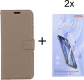 Sony Xperia 5 III - Bookcase Goud - portemonee hoesje met 2 stuks Glas Screen protector