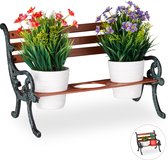 Relaxdays plantenrek - plantentafel - bloempothouder - gietijzer - tuin decoratie - M