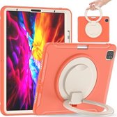 Schokbestendige TPU + pc-beschermhoes met 360 graden rotatie opvouwbare handgreephouder en pensleuf voor iPad Pro 12.9 2020 / 2018 (Living Coral)