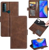 Voor TCL 20 SE Dual-side Magnetische Gesp Horizontale Flip Lederen Case met Houder & Kaartsleuven & Portemonnee (Bruin)