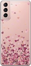 Casimoda® hoesje - Geschikt voor Samsung S21 - Falling Hearts - Backcover - Siliconen/TPU - Rood