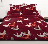 Dekbedovertrek  Birds Red Lits Jumeaux 240x220