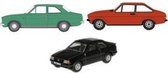 OXFORD Ford ESCORT SET MK1/MK2/XR3i - 3 CAR SET schaalmodel 1:76