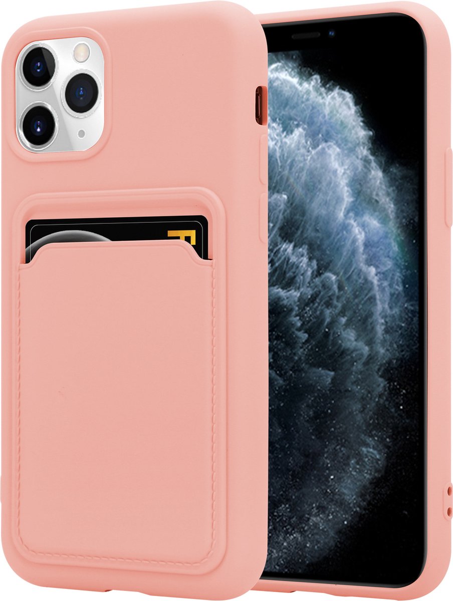 ShieldCase geschikt voor Apple iPhone 11 Pro siliconen hoesje met pasjeshouder - roze