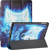 Zijdetextuur Gekleurd tekenpatroon Horizontale flip magnetische PU-lederen hoes met drie opvouwbare houder en slaap- / wekfunctie voor iPad 9.7 (2018/2017) (Rose the Wolf)