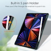 Tablet hoes geschikt voor iPad Pro 2021 (12.9 Inch)- Tri-fold Back Cover - Met Pencil Houder - Donker Groen