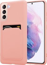 ShieldCase Samsung Galaxy S21 Plus siliconen hoesje met pasjeshouder - roze