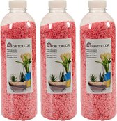 3x pakjes decoratie steentjes/kiezeltjes fuchsia roze 1,5 kg - Aquarium bodembedekking