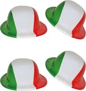 4x stuks plastic bolhoed Italiaanse vlag kleuren - Supporters hoeden voor volwassenen