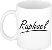 Raphael naam cadeau mok / beker met sierlijke letters - Cadeau collega/ vaderdag/ verjaardag of persoonlijke voornaam mok werknemers
