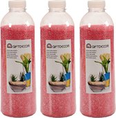 3x pakjes hobby/decoratiezand fuchsia roze 1,5 kg - Aquarium bodembedekking