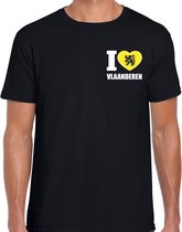 I love Vlaanderen t-shirt zwart op borst voor heren - Vlaanderen provincie shirt - supporter kleding 2XL