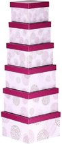 Set van 6x stuks roze gestipte cadeaudoosjes 13,5-21 cm vierkant - kadodoosjes / cadeauverpakkingen