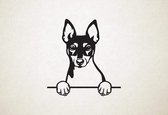 Toy Fox Terrier - Amerikaanse Toyterrier - hond met pootjes - XS - 26x25cm - Zwart - wanddecoratie