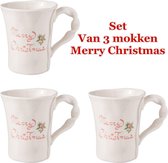 Set 3 stuks Kerst Mok 13*9*11 cm / 300 ml Wit | 6CE0844 | Clayre & Eef