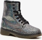 Groot leren meisjes veterboots - Zilver - Maat 36 - Echt leer