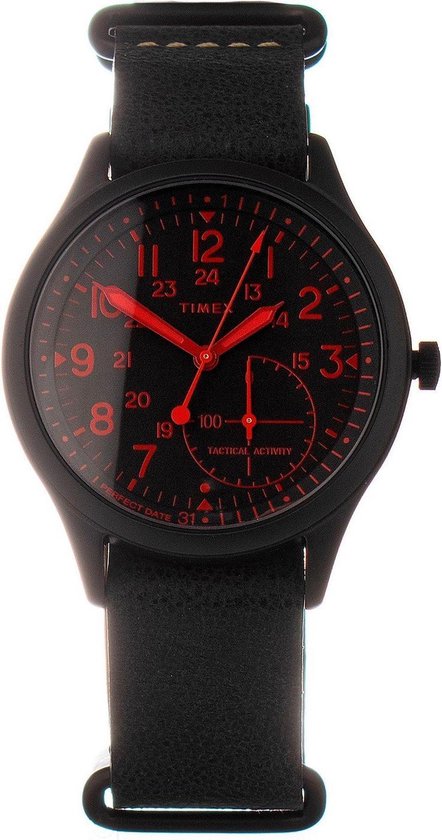 Timex Allied Chronograph TW2R47500 Horloge - Leer - Zwart - Ø 42 mm