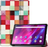 Voor Lenovo Qitian K10 TB-X6C6F/TB-X6C6X/TB-X6C6NBF Custer Geschilderd TPU Smart Tablet Lederen Case met Slaap/Wake-up Functie & 3-voudige Houder (Magic Cube)