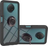 Voor Xiaomi Redmi Note 9 5G / Redmi Note 9T 5G Sterrenhemel Effen Kleur Serie Schokbestendig PC + TPU Beschermhoes met Ring Houder & Magnetische Functie (Zwart)