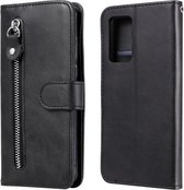 Voor OPPO Reno6 Pro 5G Mode Kalf Textuur Rits Horizontale Flip Lederen Case met Houder & Kaartsleuven & Portemonnee (Zwart)