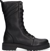 Wysh Valentin Veterboots - Laarzen Met Veters - Meisjes - Zwart - Maat 35